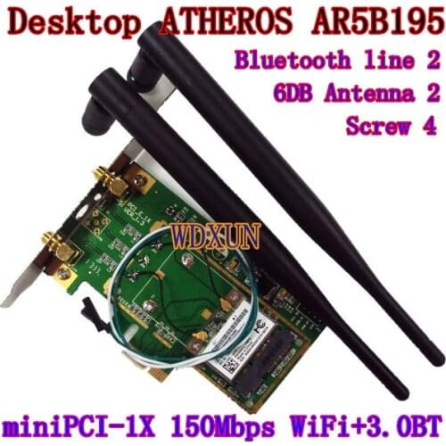 Desktop Adapter with 2pcs Antenna AR5B195 WLAN 802.11n Wireless Card 150M wifi 3.0BT