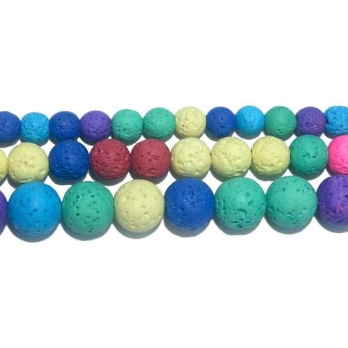 Wholesale Natural Stone Colorful Rock Lava Round Loose Beads 6 8 10 MM Pick Size For Jewelry Making Charm DIY Bracelet Necklace