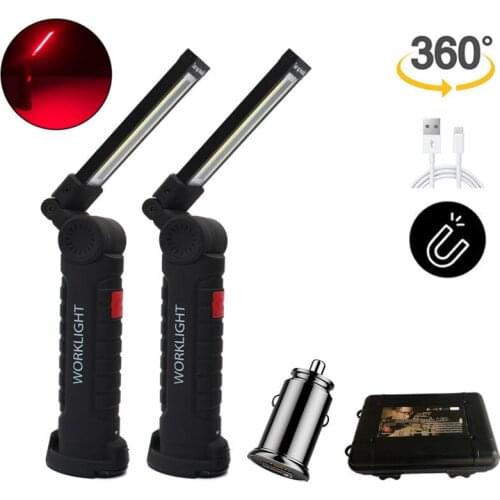 Rechargeable LED Work Light with Magnet and Hook IPX7 Waterproof 5 Lighting Modes Suitable for Night Work Camping Car Repair