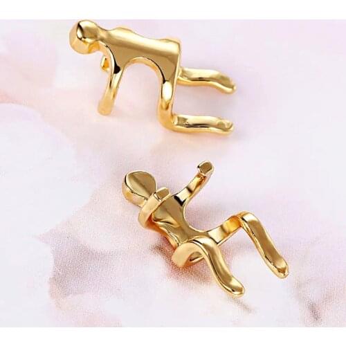 Huitan Punk Personality Climbers Ear Cuff Earrings for Women/Men Gold Color/Silver Color Cool Fake Piercing Clip Earring Jewelry