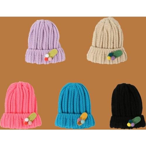 2020 Cartoon Cute Hairpin Thick Knitted Bucket Hat Casual Versatile Japanese-style 1-6Years Child Hat Bucket Sun Hat Gorras