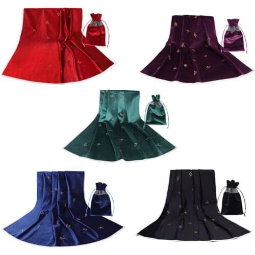 Tarot Tablecloth with Cards Bag Constellation Embroidered Divination Astrology Velvet Altar Tarot Cloth