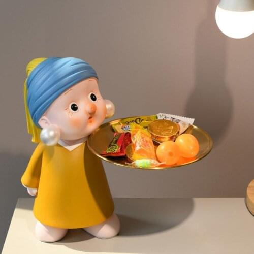 Girl with Pearl Earring Figurine Room Decor Resin statue storage plate fruit plate Home Decor ornament crafts wedding Decoration