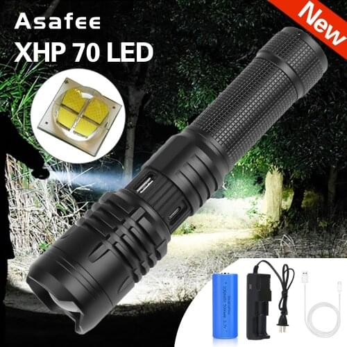 Asafee 1500LM XHP70 LED 18650 Zoomable Torch Flashlight Bright USB Rechargeable XHP 70 Rechargeable Flashlight USB Charger Torch