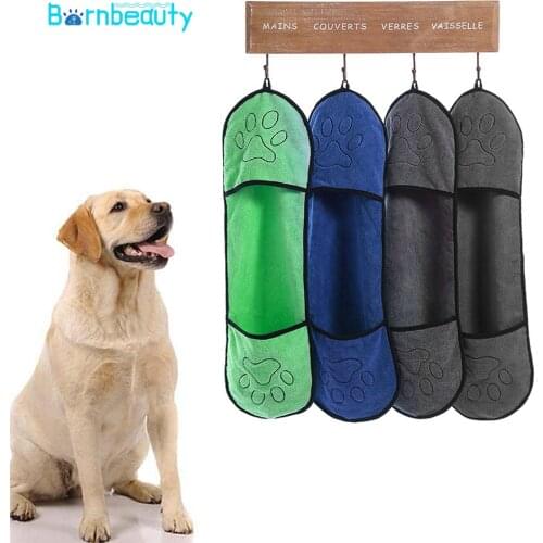 Pet Dog Bath Towel Microfiber Nano Fiber Towel Quick-drying Bath Towel for Pet Dog Cat Animal Bath Embroidered Paw Premium Towel