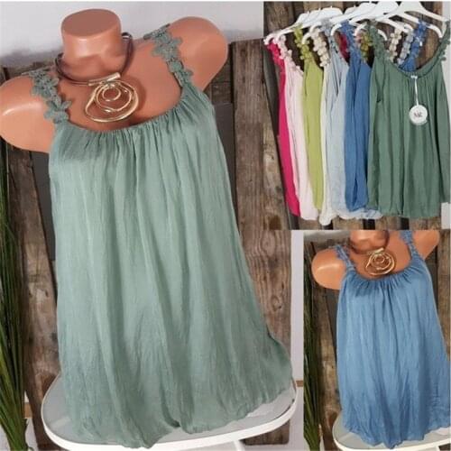 Lace Floral Splicing Sleeveless Top Womens Sling