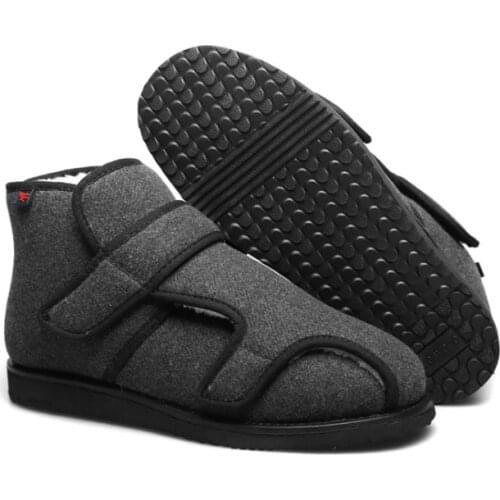 Thickness Cotton Shoes Middle Cut Widened Velcro Adjustable Size Antislip Winter Rubber Diabetes Fat Feet Boots