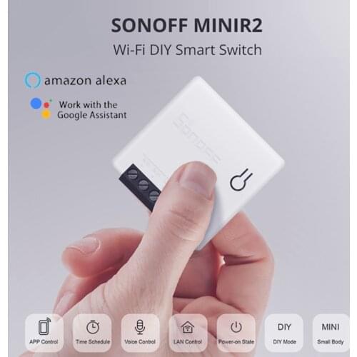1-40pcs SONOFF MINIR2 Wifi DIY Mini R2 Switch 2 Way Wiring Smart Home Automation Works With Alexa amazon Google Home Assistant