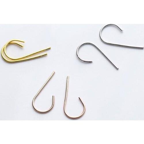 1pair Minimalism Mens womens 100% Real. 925 Sterling Silver Fine Jewelry bending Ear earrings GTLE1723