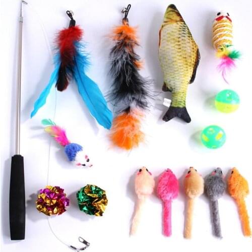 15pcs Kitten Toys Variety Pack-Pet Cat Toy Fun Feather Balls Mice Shape Pet Kitten Dog Cat Toy Pet Interactive Play Cat Supplies