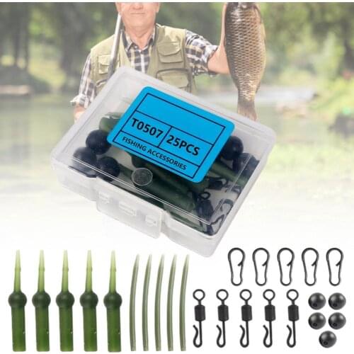 25Pcs/Set Fishing Pin Hose Fishing Tail Hose Soft Various Shapes Plastic Carp Group Accessory Swivel Pin Hose for Outdoor