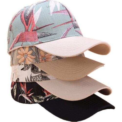 Fashion Flower Print Womens Baseball Cap Flower Leaves Embroidery Girls Snapback Hats Woman Female Cap Summer Sports Sun Hat