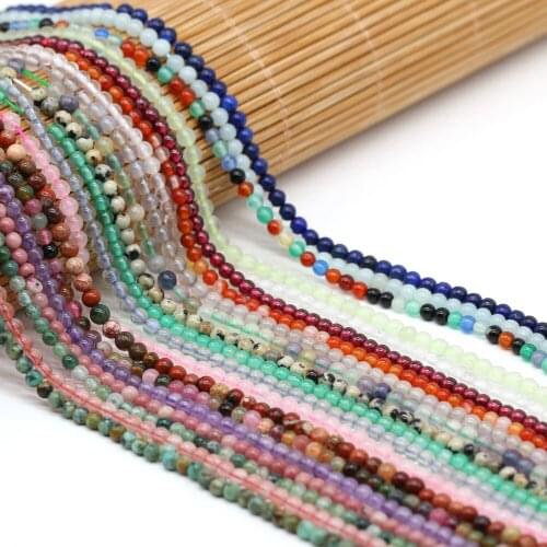 Natural Stone Small Bead Fashion Round Agates Loose Stones Beads for Making Women DIY Jewelry Necklace Size 2 3 4 mm Wholesale