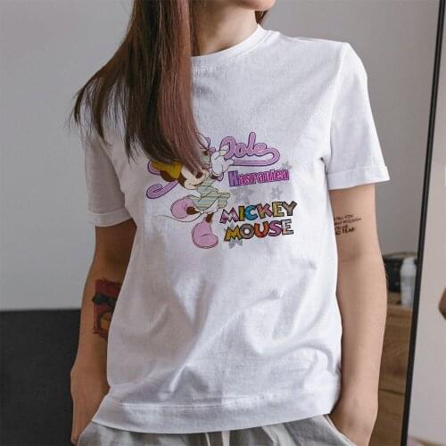 Cartoon Printing Minnie Mouse T Shirts Women Cute Outdoor Tshirts Whites Disney Series Comfortable New T-Shirt Female Kawaii Top