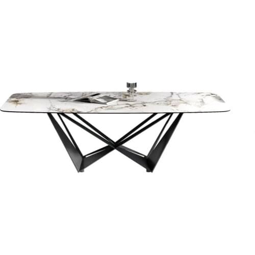 Rock plate dining table light luxury simple household rectangular marble dining table and chair combination dining table