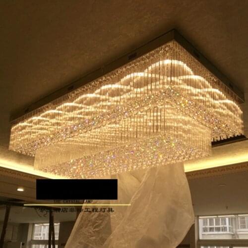 Hotel project lighting custom rectangular lobby ceiling lamp ceramic jewelry showroom sales sand table chandelier led lighting