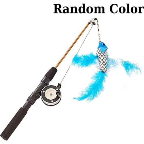 Interective Cat Wand Toy Extendable Funny Cats Teaser Wand Cat Fishing Pole For Indoor Cats Kitten Pet Creative Toys Supplies