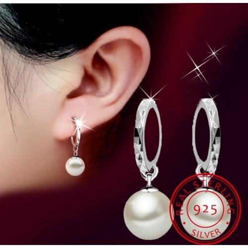 Classic Fashion 925-sterling-silver Earrings pendientes Pearl Drop Earrings For Women brincos de prata S-E27