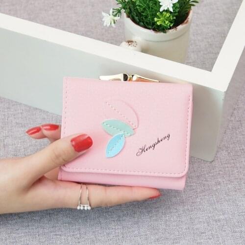 Wallet Womens Short Korean Style Simple Leaf Students Change Pack with 30% Discount Multi-purpose Money Pack