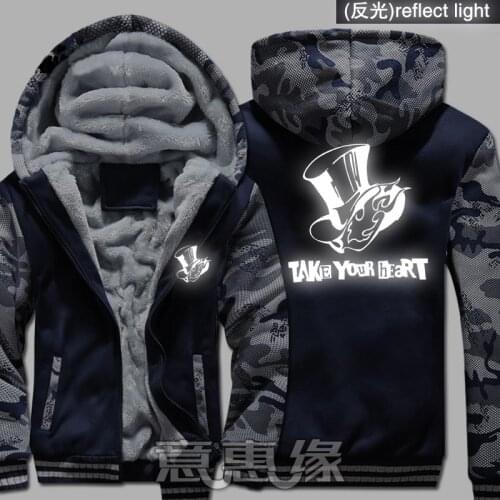 Persona 5 Hoodies Costumes Autumn Winter Jackets Coats Casual Anime Mens Warm Hooded Sweatshirts
