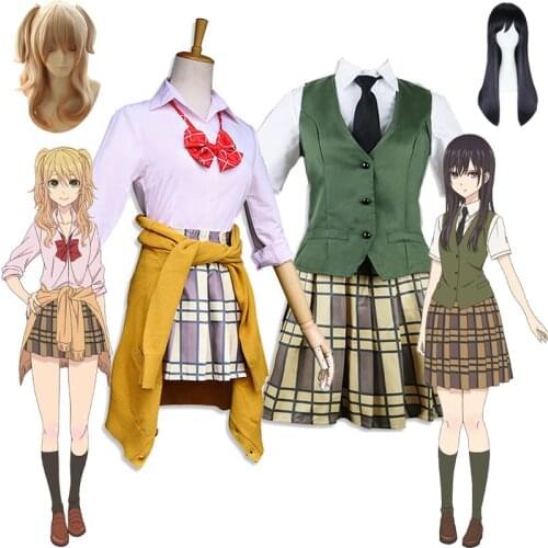 Anime Aihara Yuzu Aihara Mei Cosplay Costumes High Quality Citrus Wig Set Short skirt Japanese-style student wear Sweater