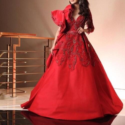 Red prom dresses 2020 long sleeve beading sequins long sleeve beaded evening dresses lace formal dresses