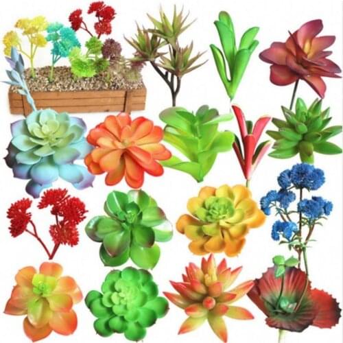 Tiny Decorative Artificial Succulent Plants Lotus Landscape Flower Mini Green Fake Plants Home Garden Arrangement Decor