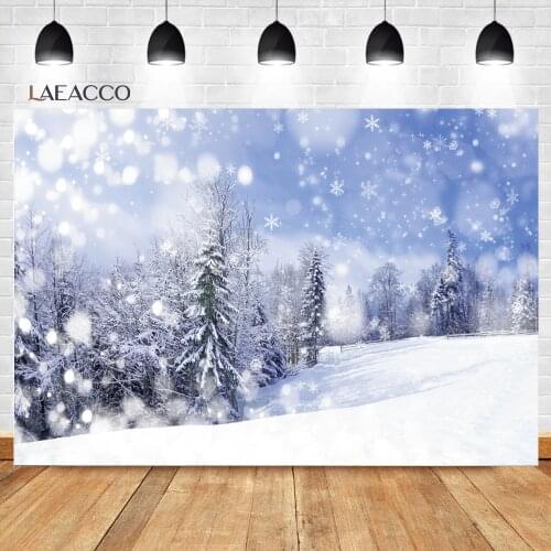 Laeacco Winter Outdoor Valley Fantasy Snow Scene Background Baby Christmas Photocall Portrait Customized Photography Backdrops