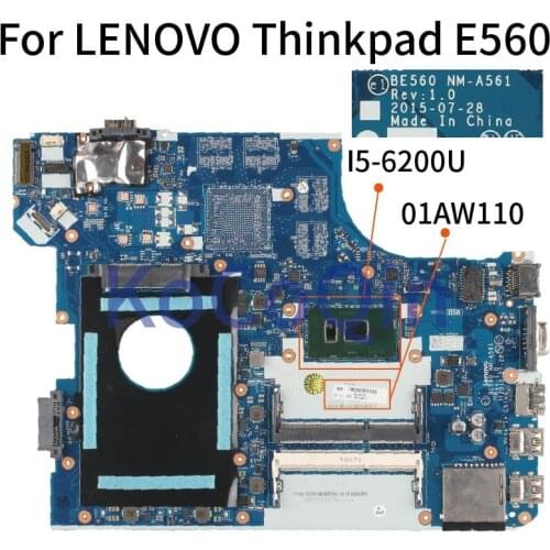 For LENOVO Thinkpad E560 I5-6200U Notebook Mainboard BE560 NM-A561 01AW110 SR2EY DDR3 Laptop Motherboard