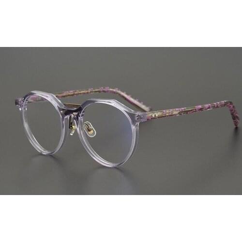 Brand Designer Acetate Glasses Frame Men High Quality Retro Round Eyeglasses For Women Clear Lens Prescription Eyewear Oculos