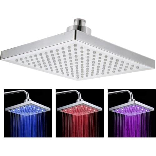 New arrival !8 Inch 200*200cm ABS Water Powered Rain Led Shower Head Without Shower Arm.Bathroom 3 Colors Led Showerhead