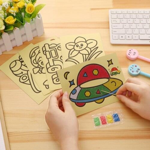 Sand Painting Creative Scratch Painting Educational Drawing Toys Art Cartoon Pad For Children Kids Colored Sand