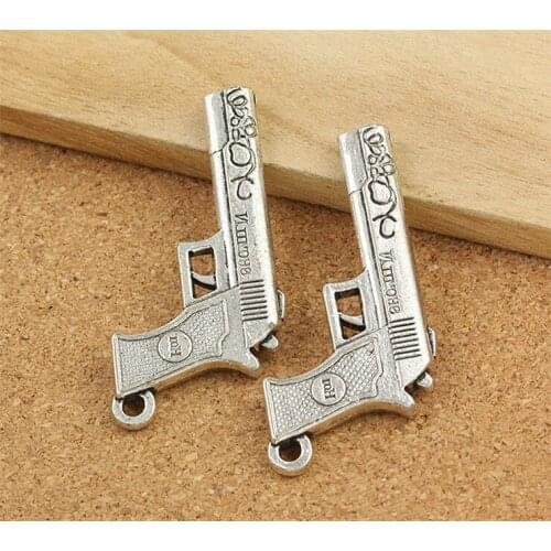 52x26x4mm 2pcs/lot Antique Silver Plated Gun Charms Pendant DIY Handmade Jewelry Accessories