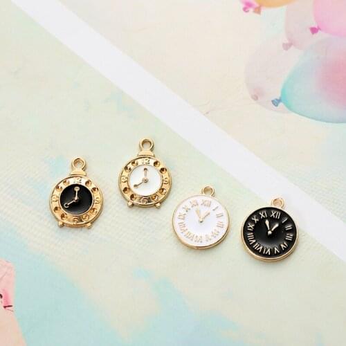 10pcs/lot Oil Drop Charms Cute Clock Enamel Charms Alloy Pendant Fit DIY For Bracelet Earring Jewelry Making Accessories YZ015