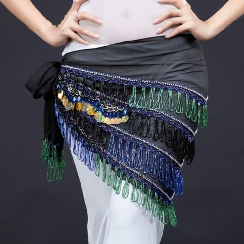 New Style Egyptian Belly Dance Belt Tassel Chiffon 4 Layer Hip Scarf Wrap Belly Dance Costume Accessories Waist Chain 89