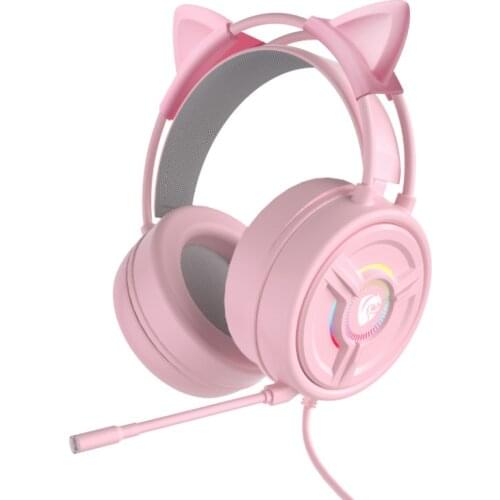 Cat Ears Eat Chicken Head-mounted Wired Gaming Desktop Earphone Laptop Gaming Headphone with Microphone