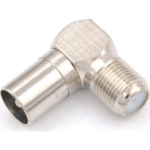 90 Degree Right Angled TV Aerial Cable Connector RF Coaxial F Female Socket to TV Male Plug Coaxial Connector