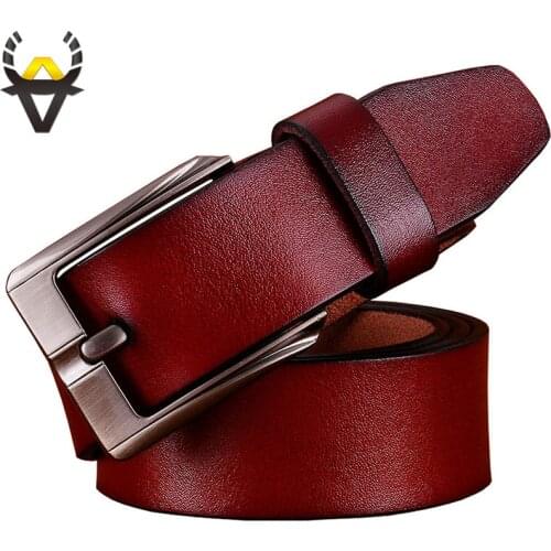 Casual genuine leather belts for men Luxury wide pin buckle man belt Quality second layer cow skin waist strap male Width 3.8 cm