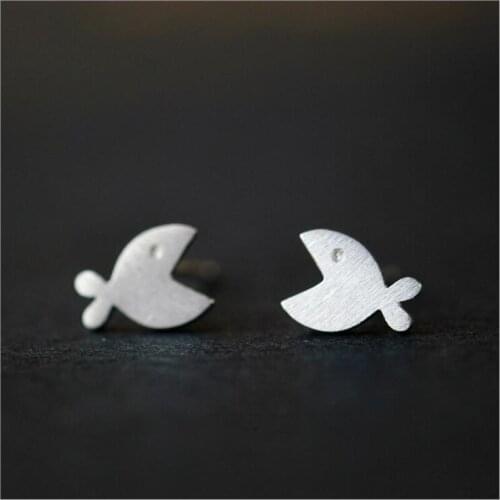Romantic 925 Sterling Silver Stud Earrings Cute Fish For Women Girl Kids Lady Summer Fashion Jewelry Brincos ES444