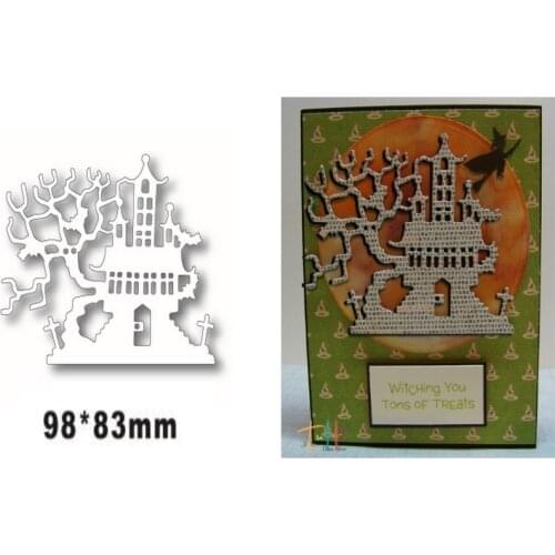 Happy Halloween Spooky Hou Metal Cutting Dies Stencils for DIY Scrapbooking Album Decorative Embossing Handmade Paper Cards Gift