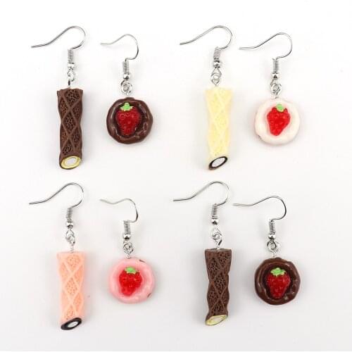 Chocolate Cake Dessert Drop Earrings for Women Fashion Accessories Girl DIY Handmade Unique Personality Dangle Earrings Jewelry