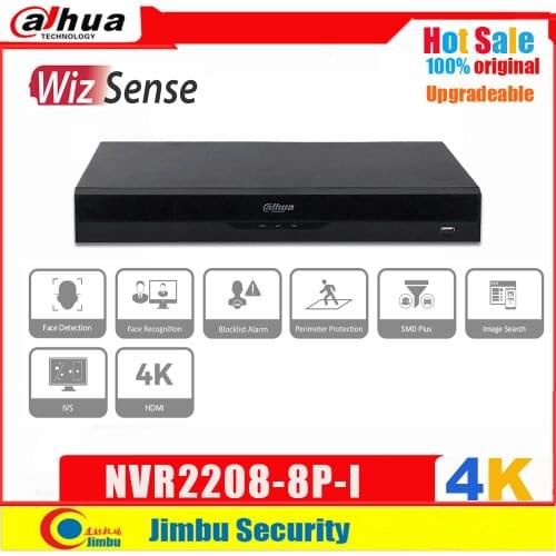 Dahua WizSense 4K SMD Plus POE NVR2208-8P-I IVS DHMI 8 Channel 8 PoE H.265 Face Recognition Detection Network Video Recorder