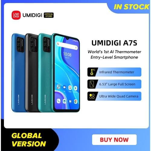 [In Stock] UMIDIGI A7S Smart Phone 6.53" Screen 32GB 4150mAh Triple Camera Global Version Cellphone Infrared Temperature Sensor