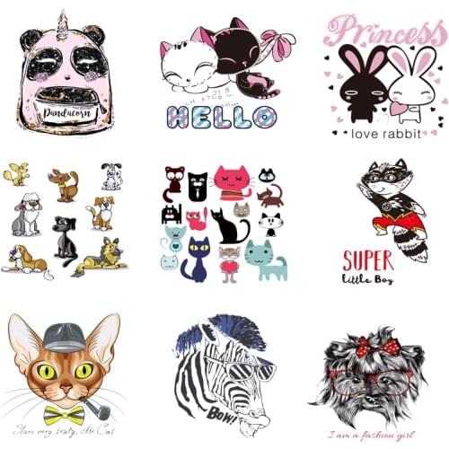 Iron-on Transfers for Clothing Patches for Clothes Stickers Diy Cats Cute Patch Fusible Heat Transfer Vinyl Adhesive Stripe C