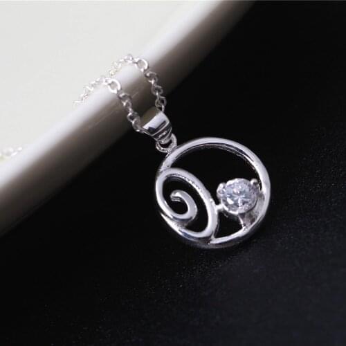 WQQCR Fashion Wholesale 925 Round Zircon Fashion Necklace Pendant Female Love Gift Holiday Gift + Necklace