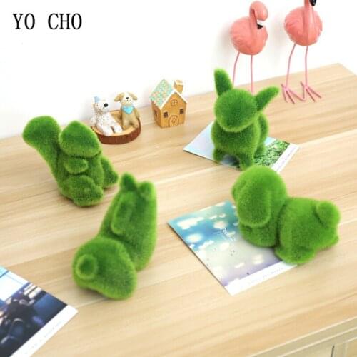 YO CHO 1PC Artificial Grass Animal For Home Office Christmas Decoration Gifts DIY Fake Plant Ornaments Bonsai Party Decor