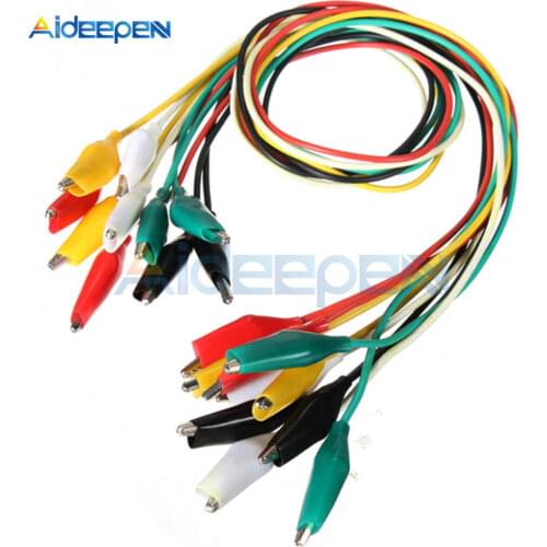 10Pcs 50cm Alligator Clips Wire Testing Leads Kit 5 Color Mixing Double-ended Crocodile Clips Cable Alligator Clips Wire Testing