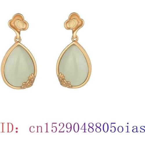 Green Jade Water drop Ear Studs Gemstone Women Fashion Chalcedony Charm 925 Silver Natural Jewelry Earrings Gifts Amulet Zircon