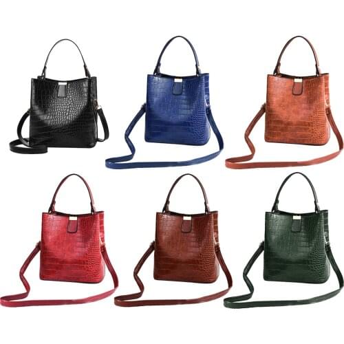 Womens Leather Bucket Bag Top Handle Satchel Shoulder Bag Luxury Totes