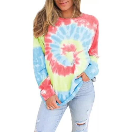 Women Tie Dye Hoodie Sweatshirts Autumn Long Sleeve Ladies Pullover Casual Printed shirt Streetwear